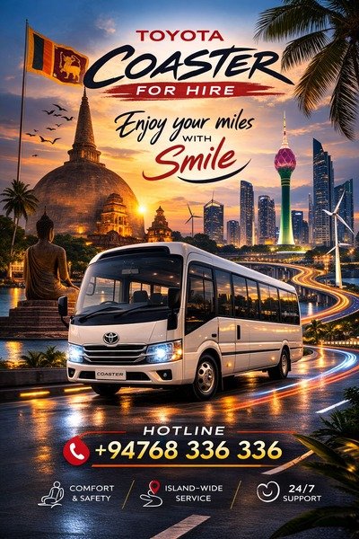 Toyota Coaster for hire in Sri Lanka